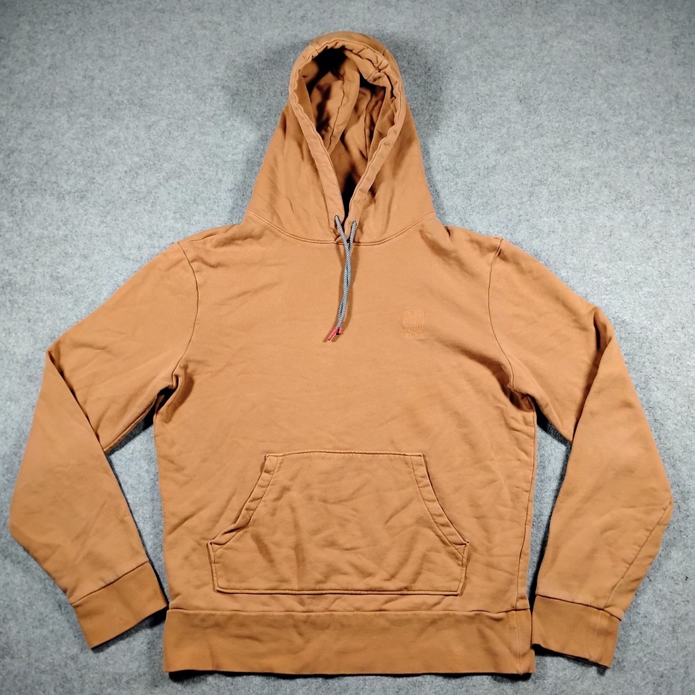 Topo Designs Mens Size S Brown Dirt Organic Cotton Pullover Hoodie Sweatshirt